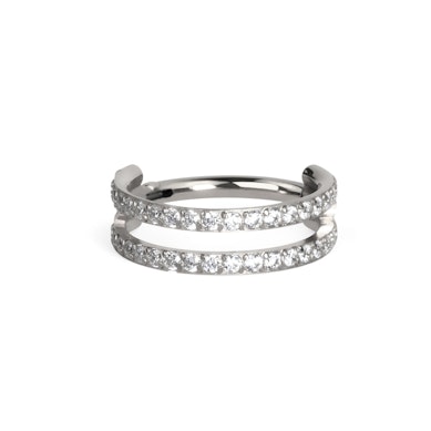 Dobbel titanring med stener