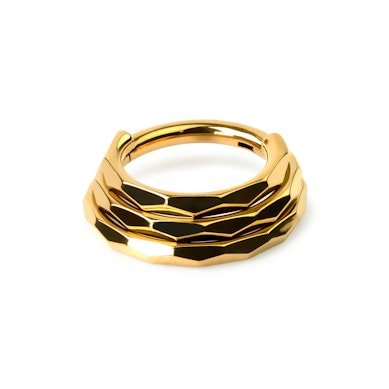 Trippel-look multifasettert ring i titan