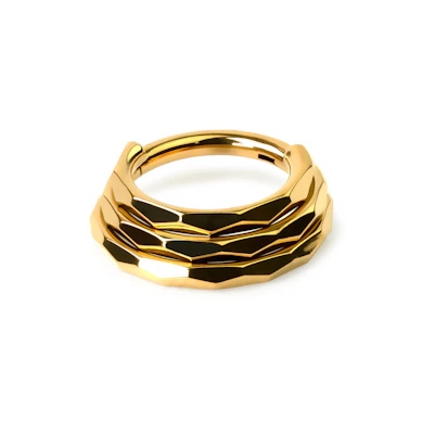 Trippel-look multifasettert ring i titan