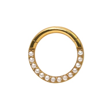 Titanring med forovervendte perler