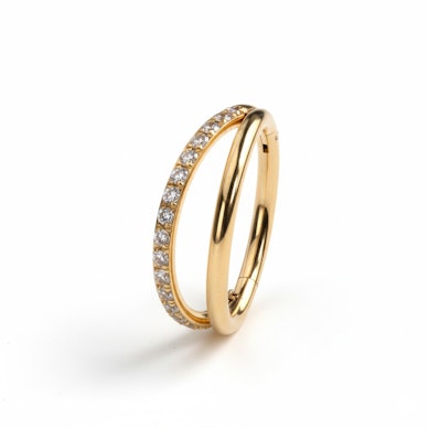 Dobbeltring med stener på den ene ringen