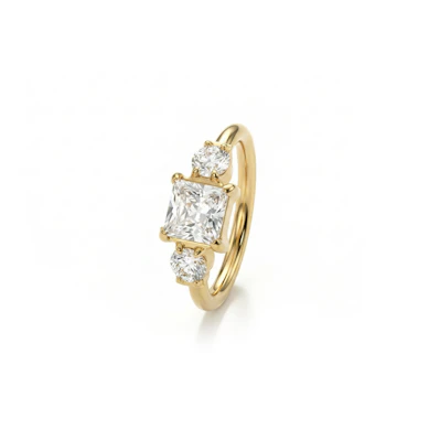 Hengslet titanring med tre CZ-stener