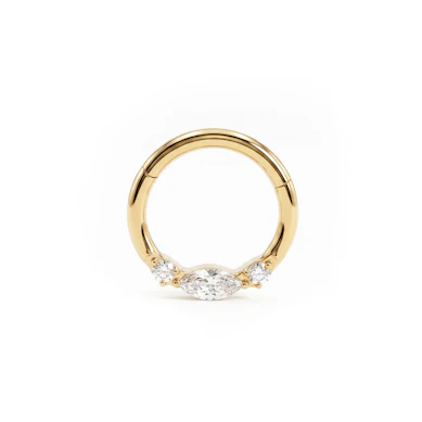 Delikat forovervendt titanring med stentrio