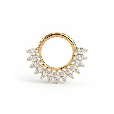 Forovervendt titanring med smykkestener