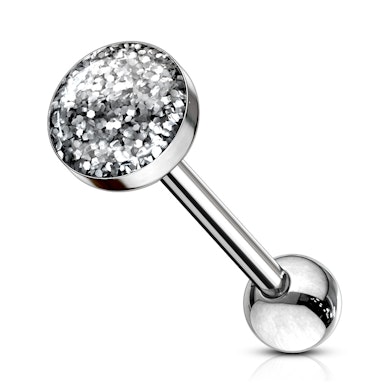Tungepiercing med glimmerkule