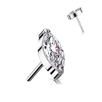 Trådkløs push-in topp av titan med marquiseformet sten