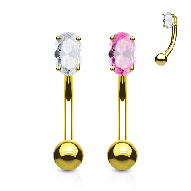 Buet stav av 14 karat gull med sten