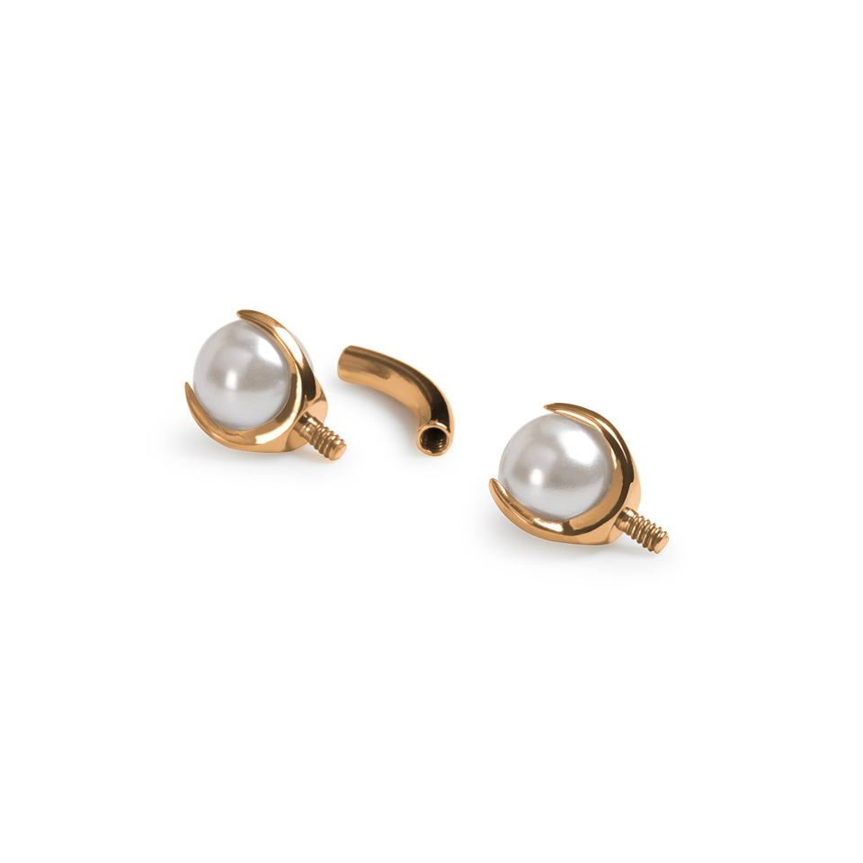 Buet titanbarbell med perler