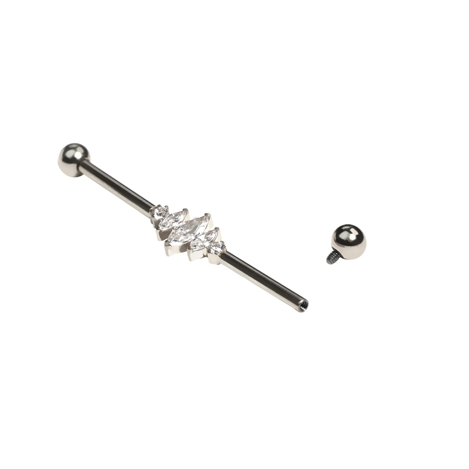 Industrial barbell med marquise-stener