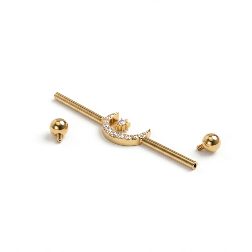 Industrial barbel i titan med sentral måne med stjerne