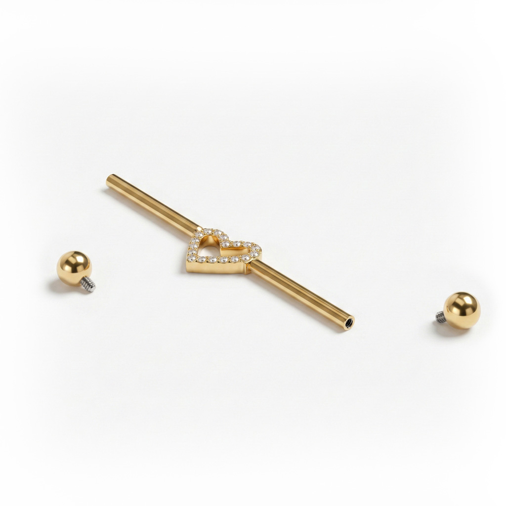 Industrial barbel av titan med hjerte i sentrum