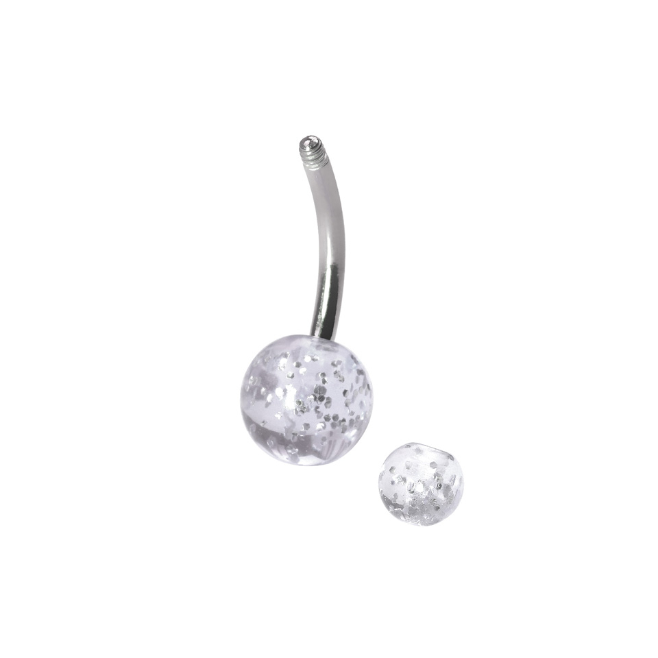 Navlepiercing av titan med glimmerkuler