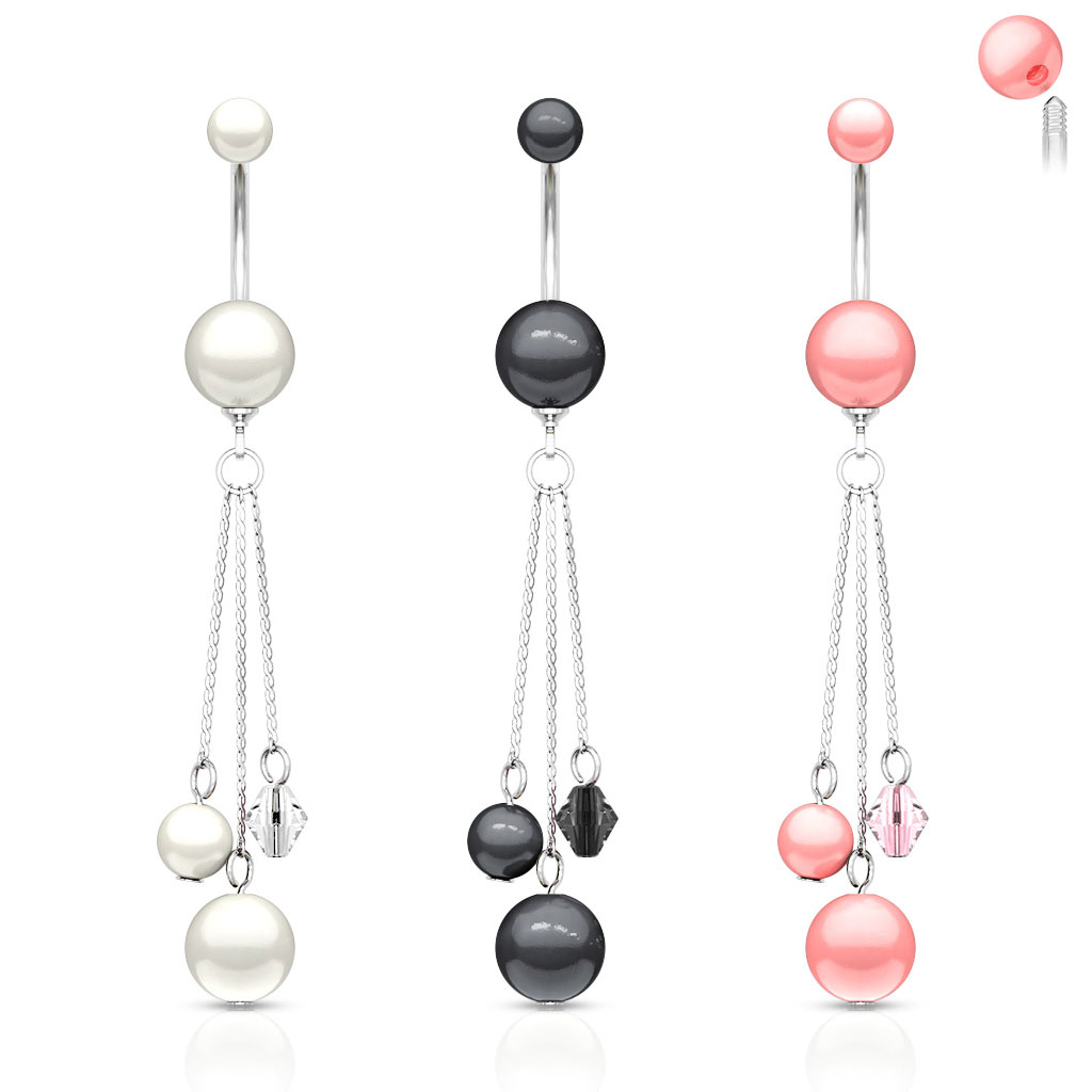 Navlepiercing med akrylperler og anheng