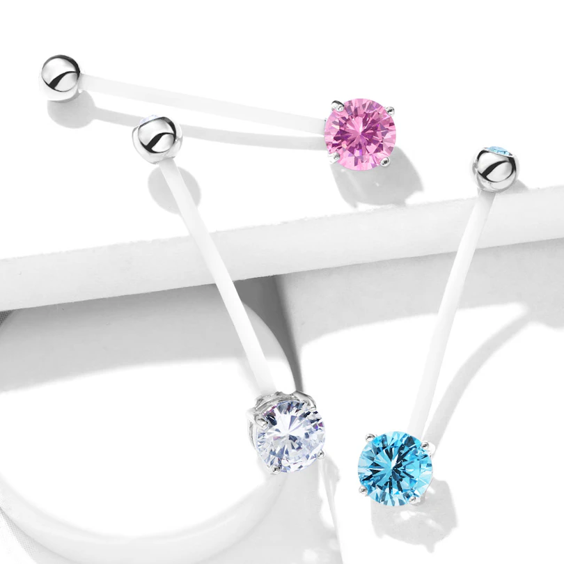 Navlepiercing til gravide med to stener i flere farger