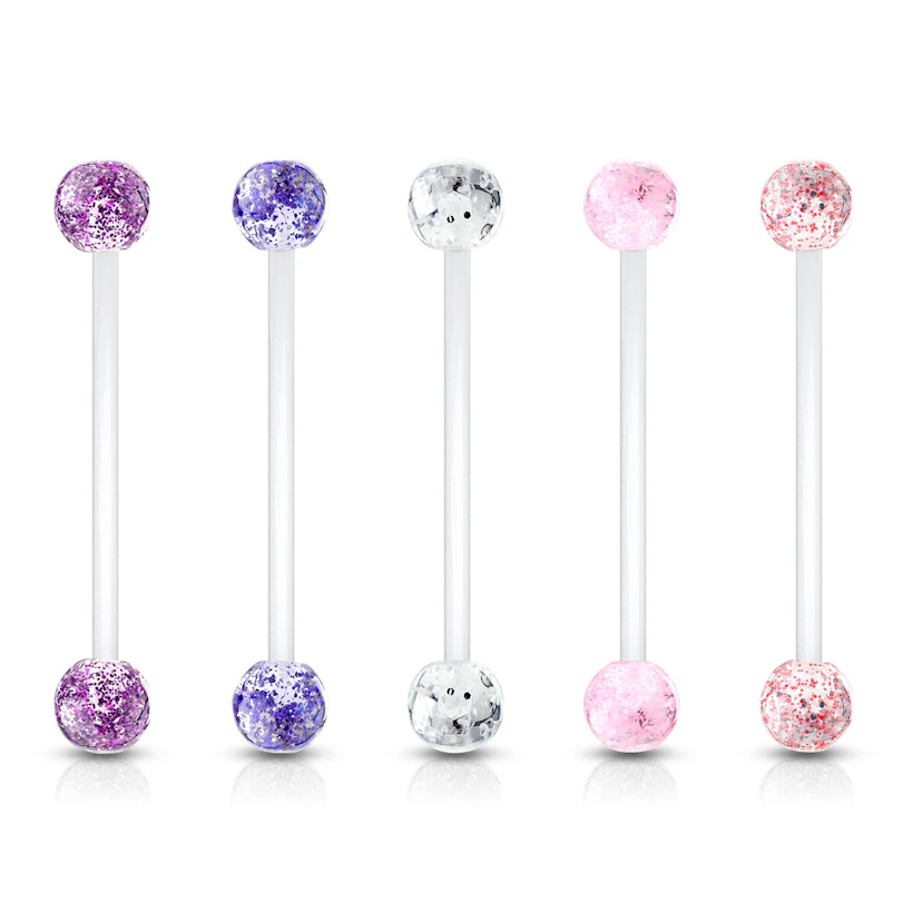 Navlepiercing til gravide med glitterkuler