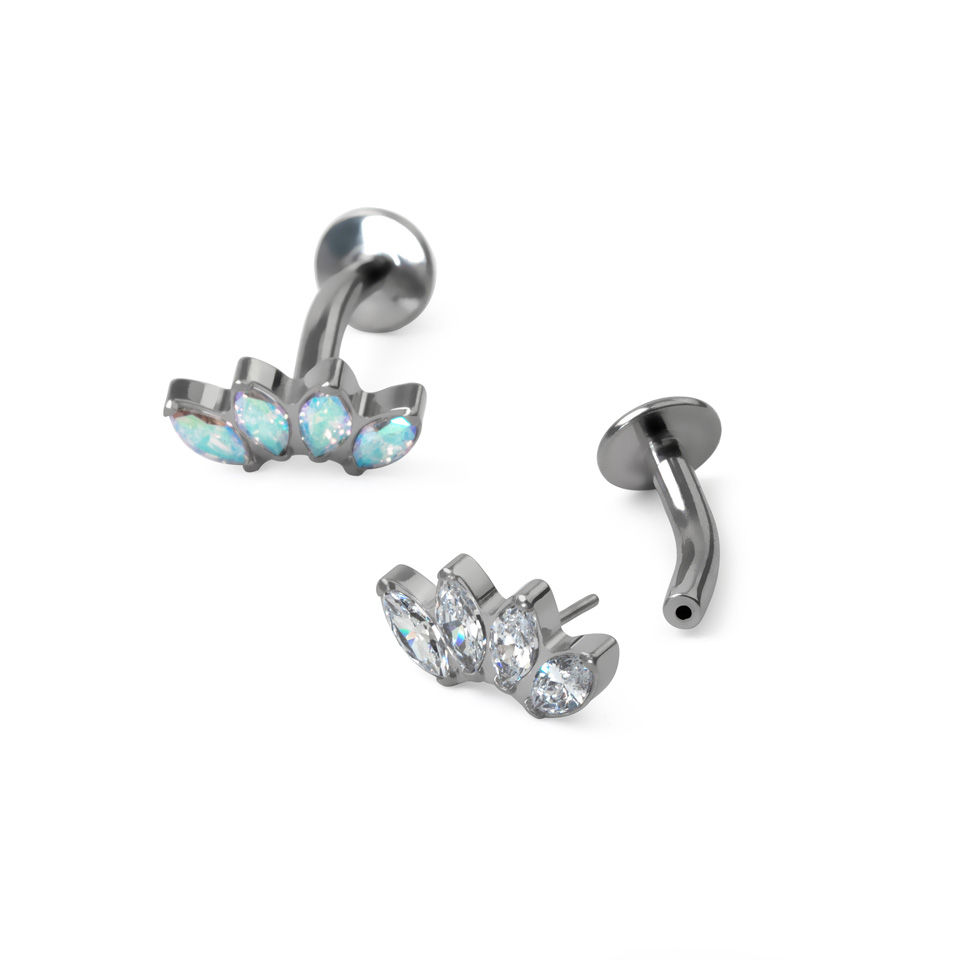 Navlepiercing i titan med stener med marquise-design