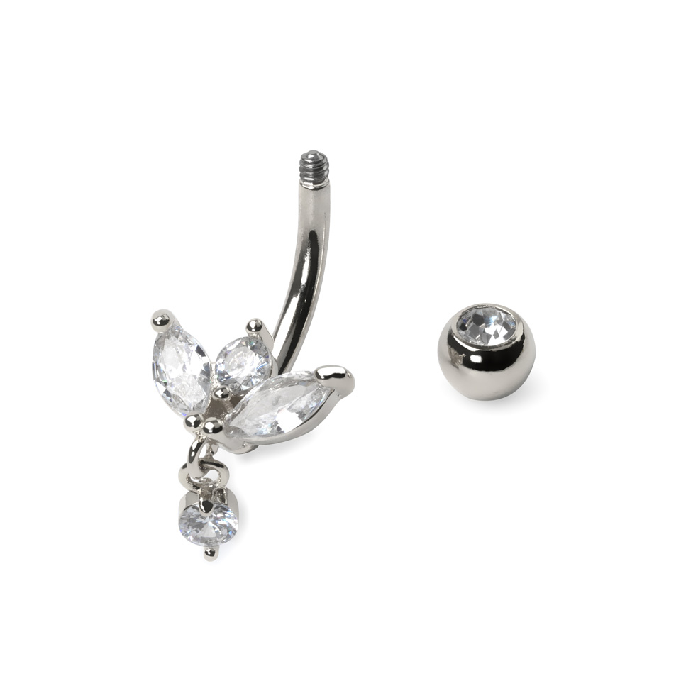 Navlepiercing med marquise-stener