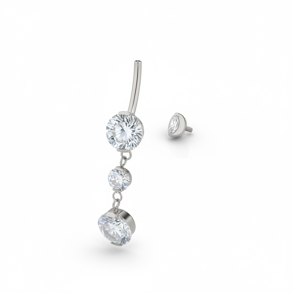 Navlepiercing av titan med anheng