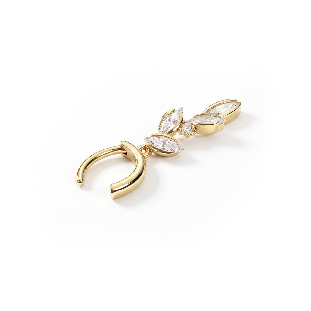 Navleclicker med løvformet smykkestensanheng