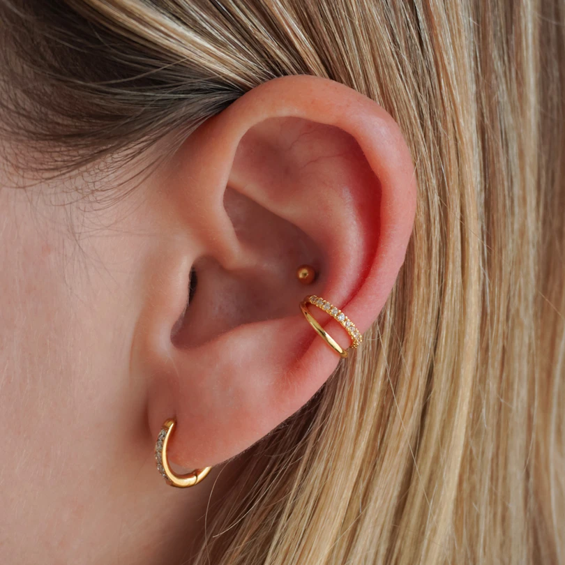 Dobbel earcuff med CZ-stener