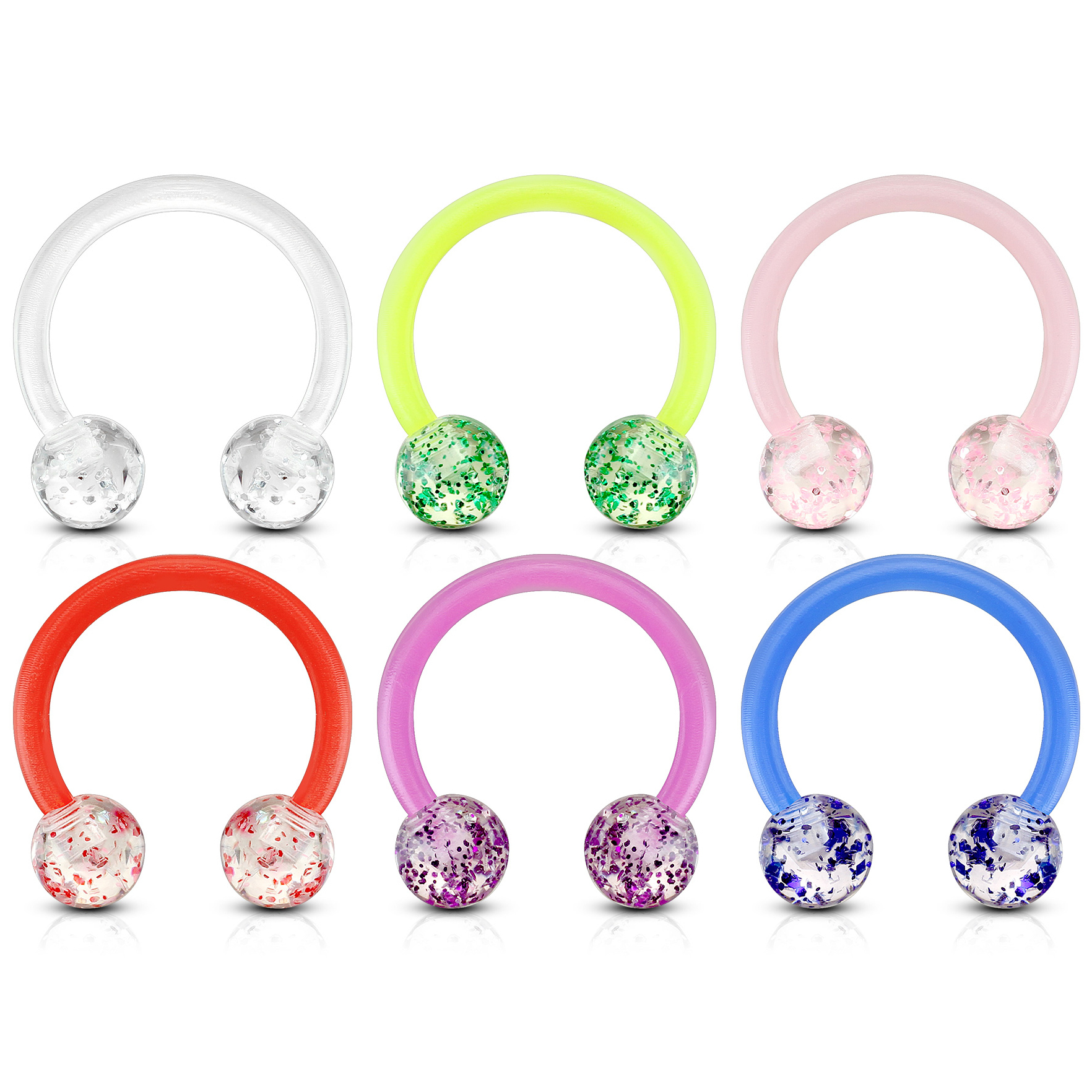 Hestesko av akryl med glitterkuler