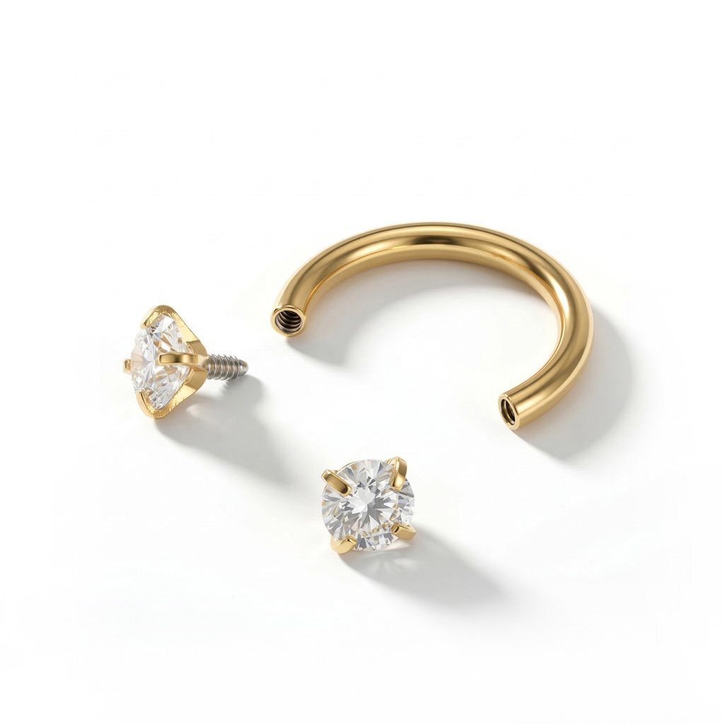 Hestesko med innvendig gjenge og runde stener