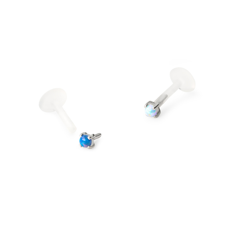 Labret av 14 karat gull med opalsten