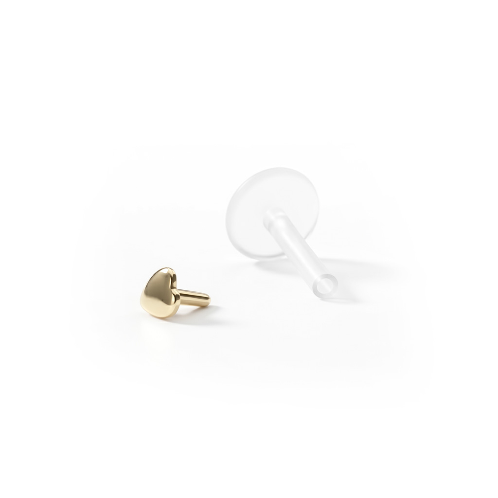 Labret av 14 karat gull med hjertetopp