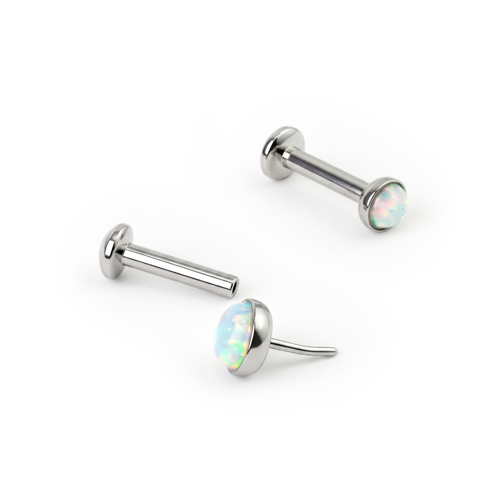 Push-in labret med opal