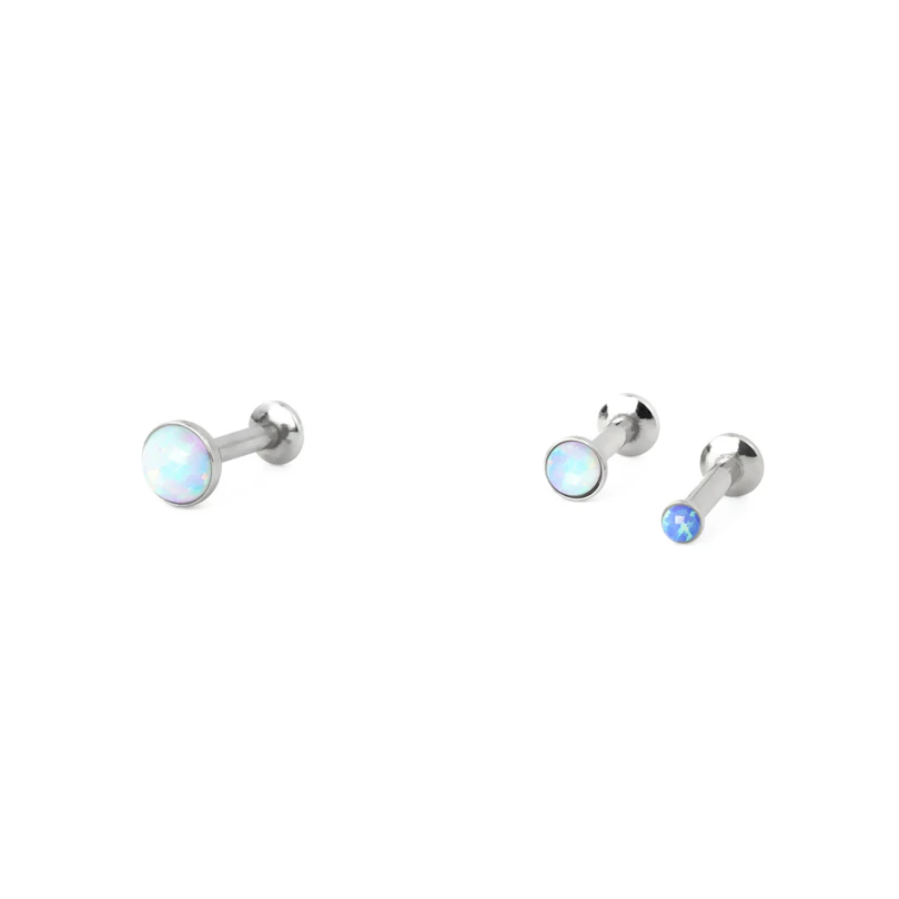 Push-in labret med opal