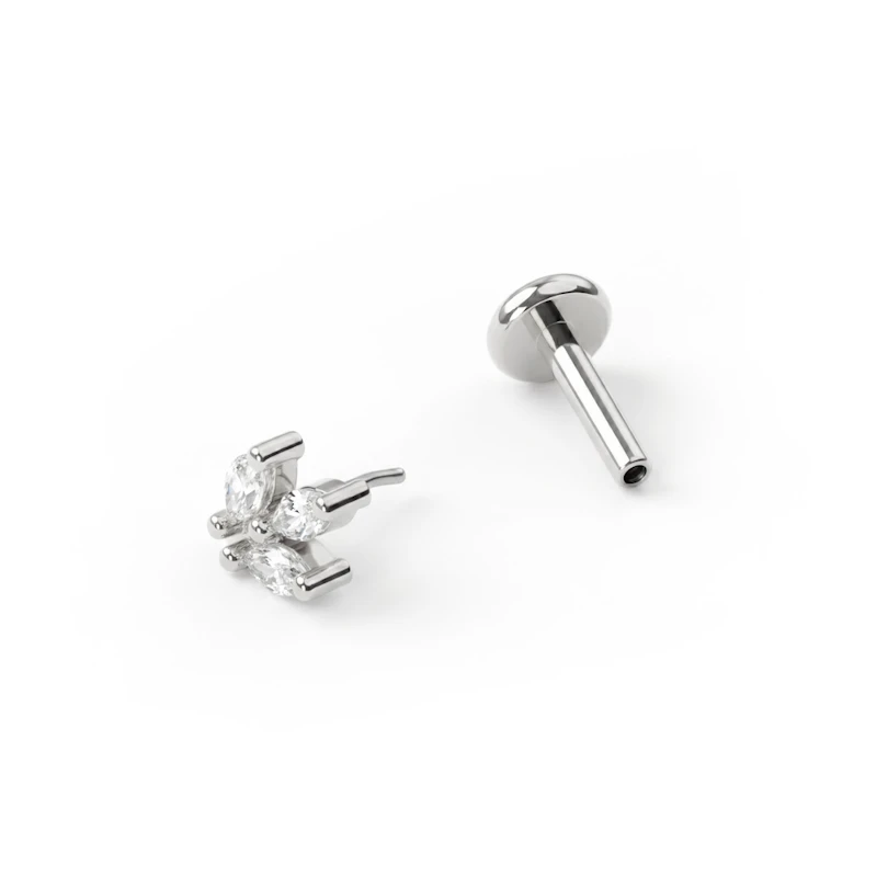 Push-in labret med marquise-formet sten