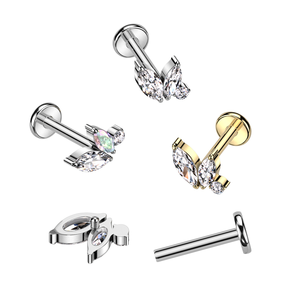 Delikat labret i titan med innvendig gjenge