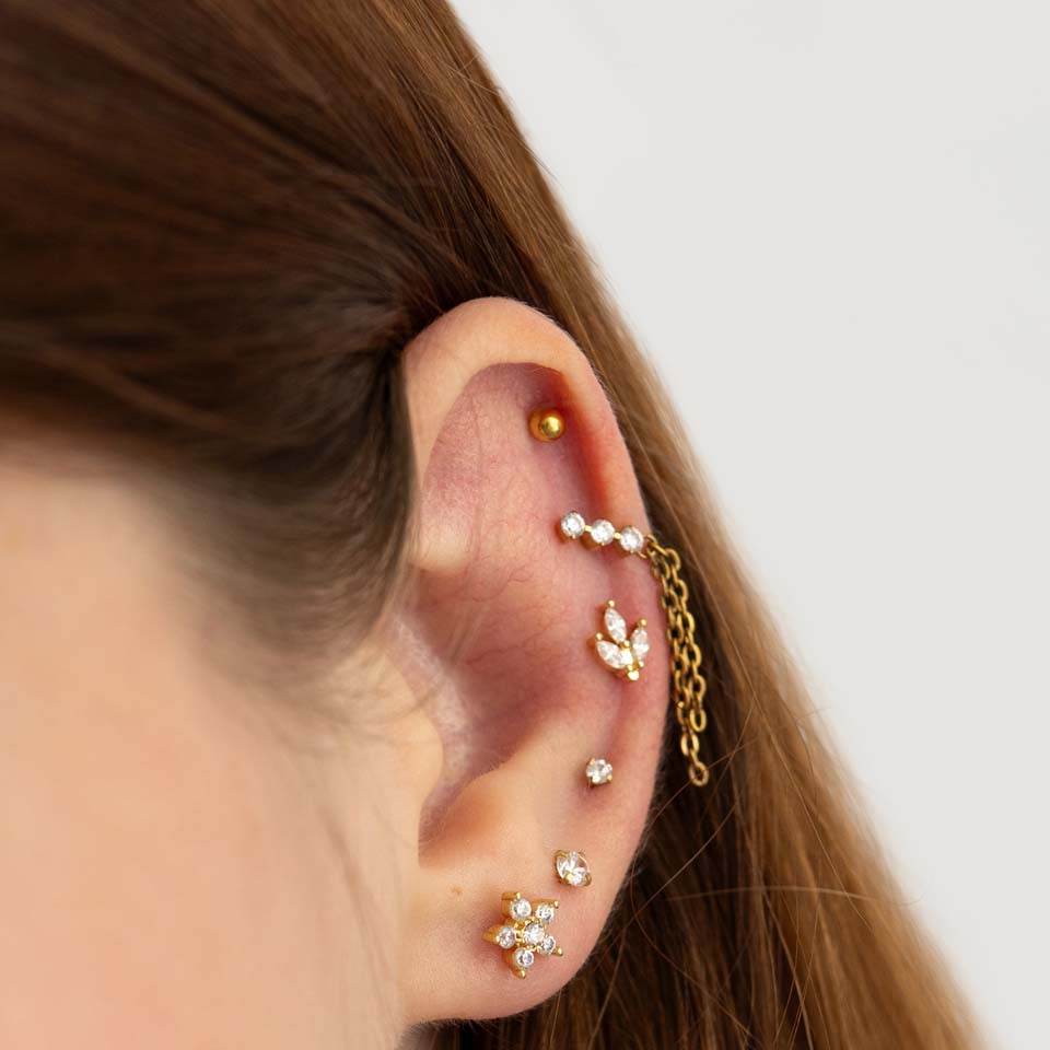 Dobbelsidig titanlabret med hjerteformet flat bakdel