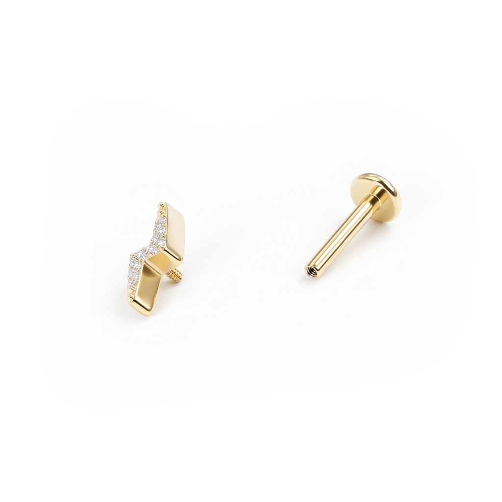 Lynbolt-labret av titan med stener