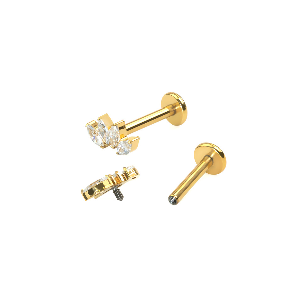 Titanlabret med en trio av marquiseslipte stener