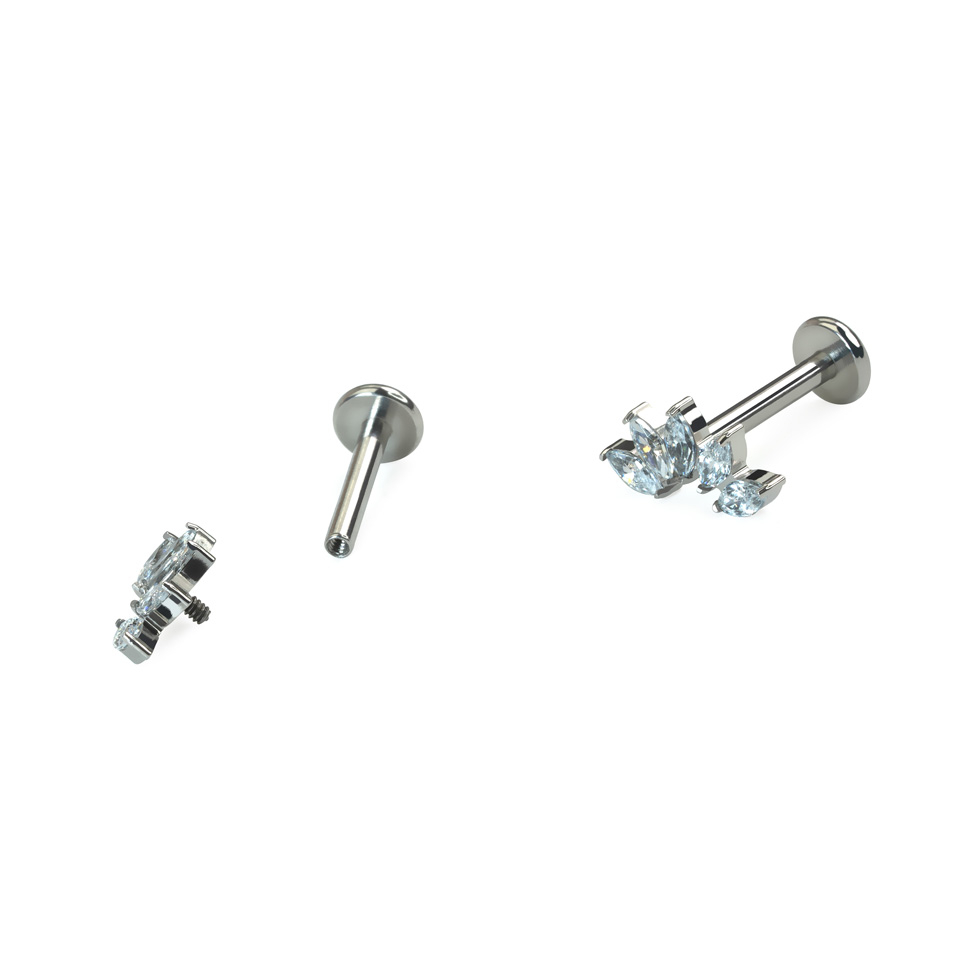 Buet titanlabret med 5 stener