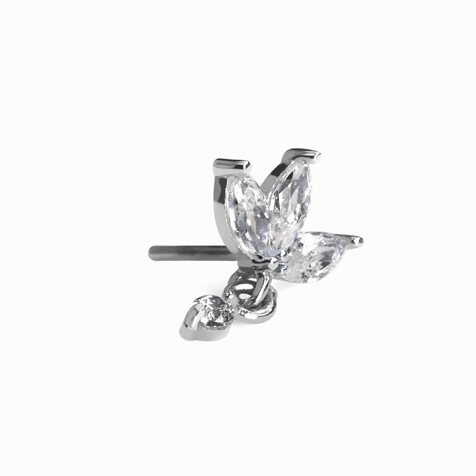 14K push-in-top med anheng med lotusblomst