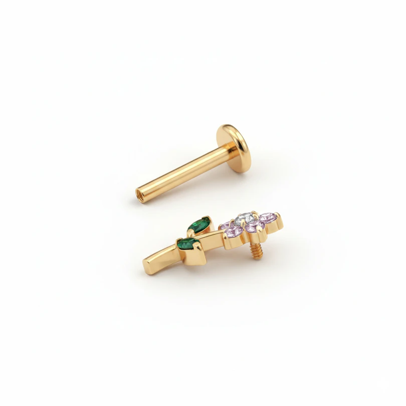 Søt flat back-labret med blomst