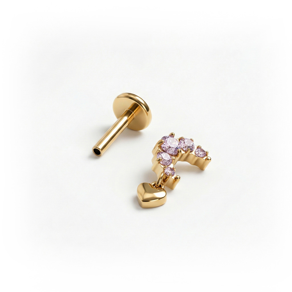 Titanlabret i from av måne med rosa stener
