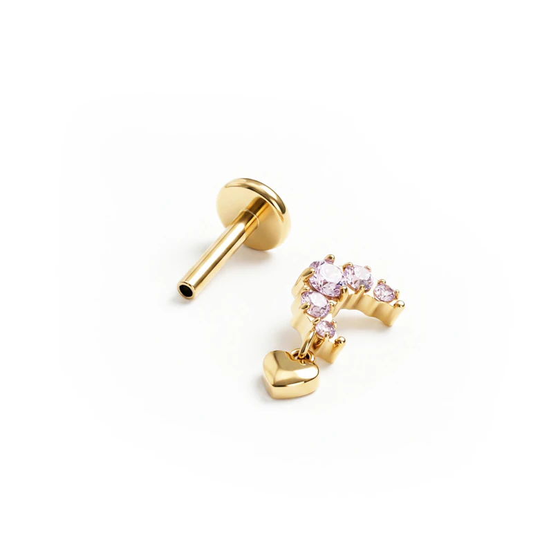 Titanlabret i from av måne med rosa stener