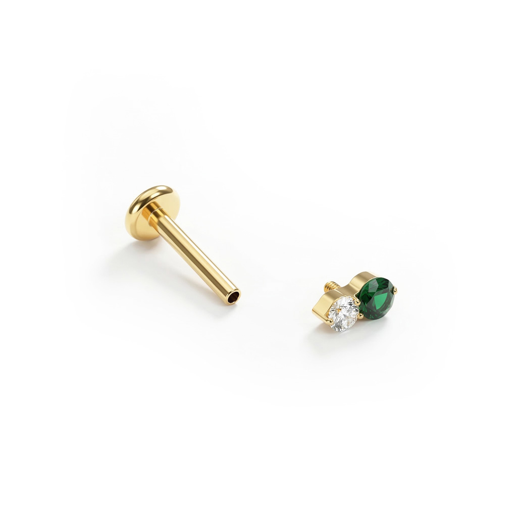 Delikat titanlabret med to stener