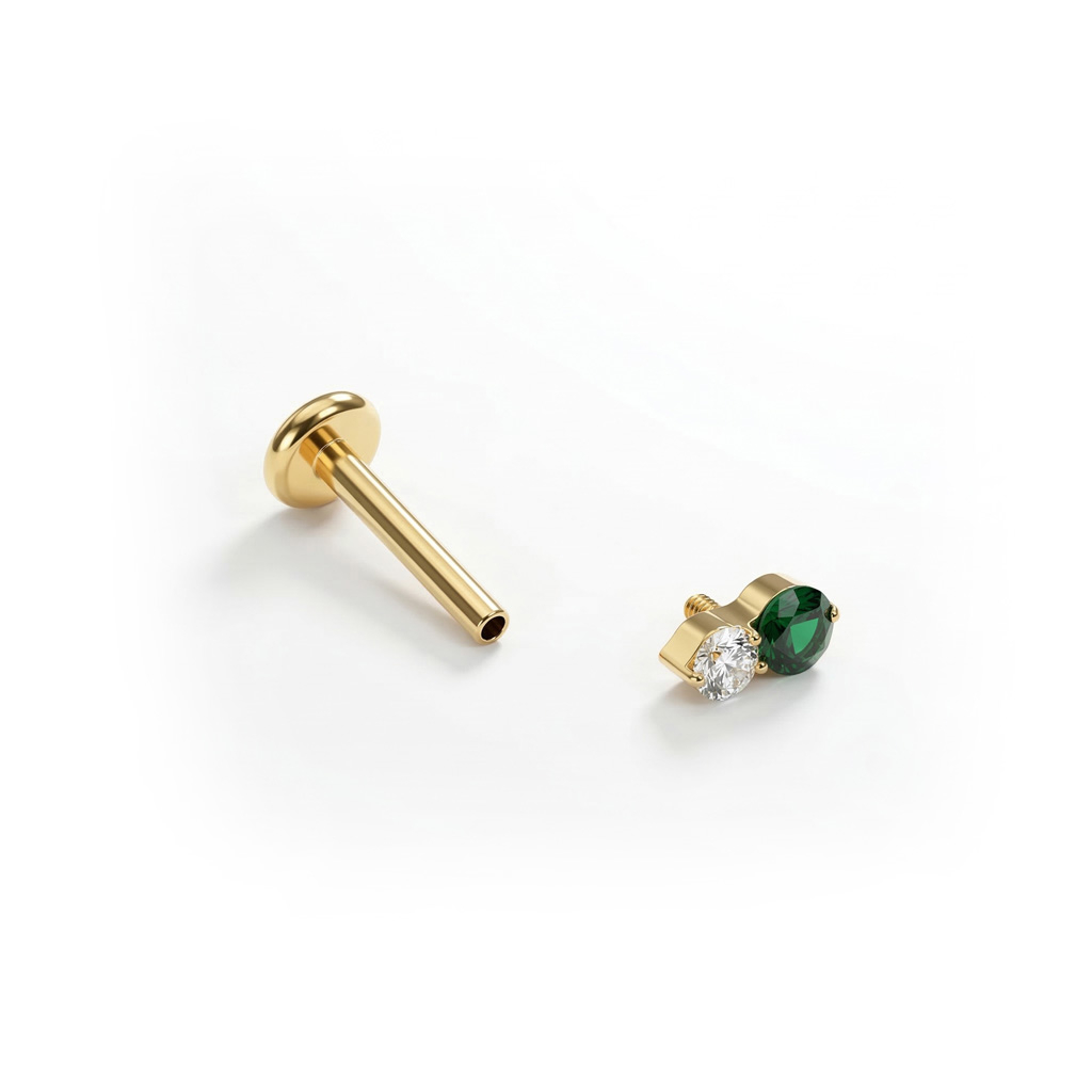 Delikat titanlabret med to stener