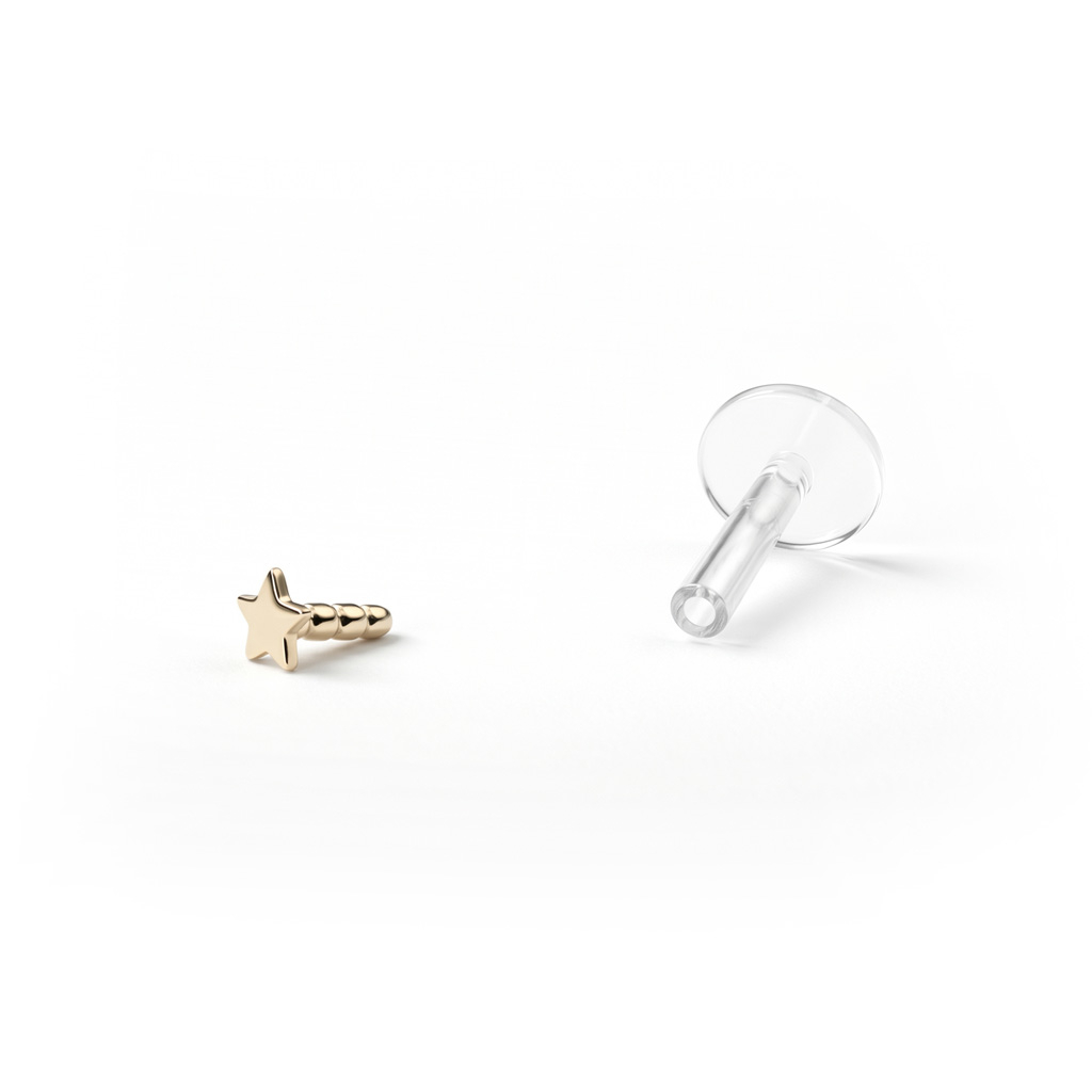 Labret av 14K gull med stjerne topp