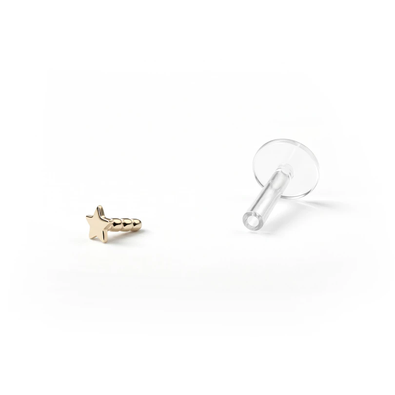 Labret av 14K gull med stjerne topp