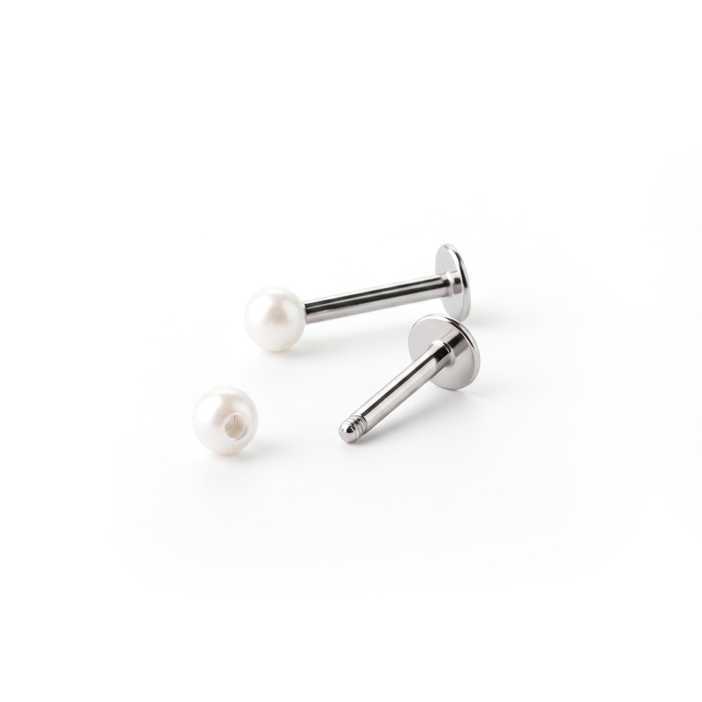 Labret med perlekule av akryl i mange farger