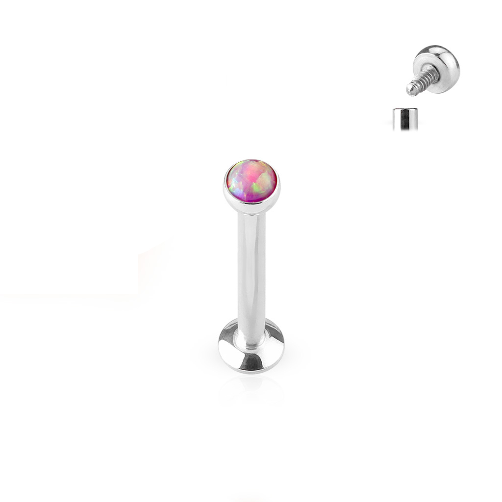 Labret med innvendig gjenge og opalkule