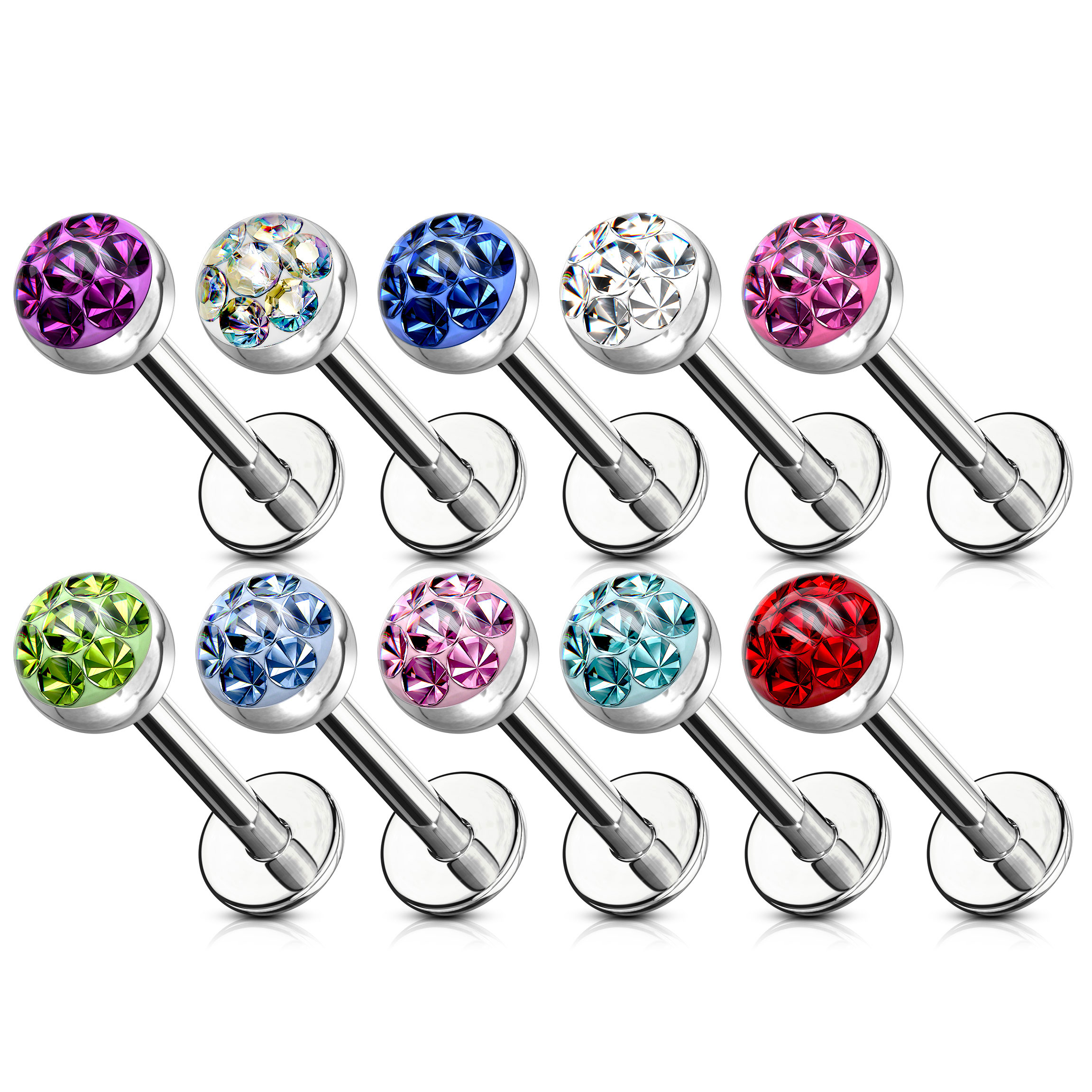 Labret med krystallperle