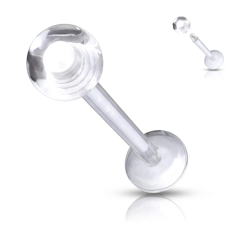 Gjennomsiktig labret retainer med kule