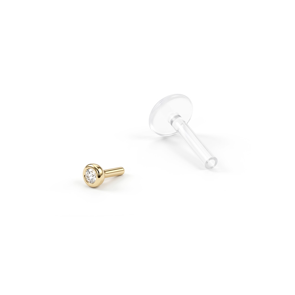 Labret med 14k gulltopp og ptfe stav