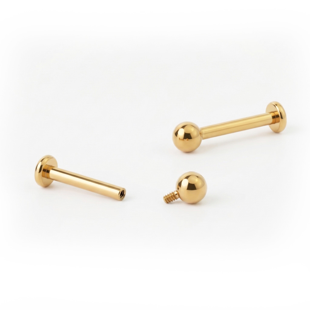 Labret av farget titan med innvendig gjenge